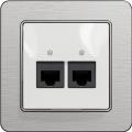 Sedna data socket (white insert, brushed aluminium frame)